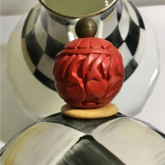 NWOT MacKenzie-Childs Courtly Check Enamelware tea coffee pot - Picture 8 of 16